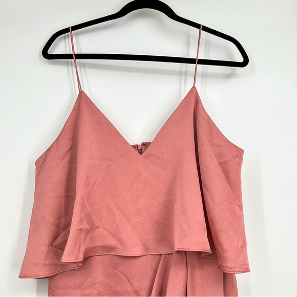 Shona Joy Luxe Frill Satin Wedding Guest Cocktail Dress Rose Women US 8 - Picture 4 of 11